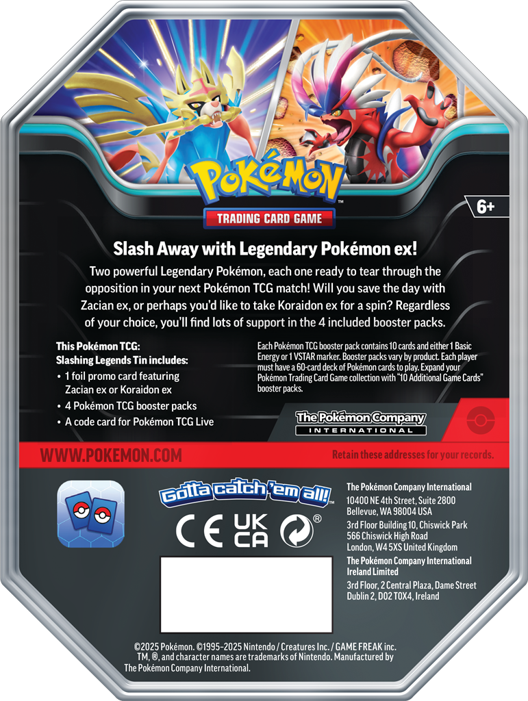 Pokémon Slashing Legends EX Tin Zacian of Koraidon pre-order