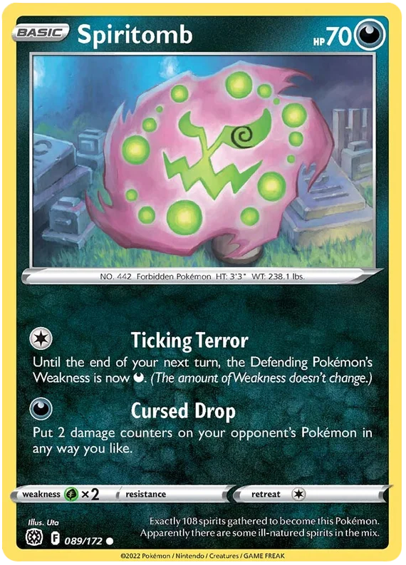 Spiritomb #089 Common kaart uit Pokémon Brilliant Stars set, Dark-type Pokémon.