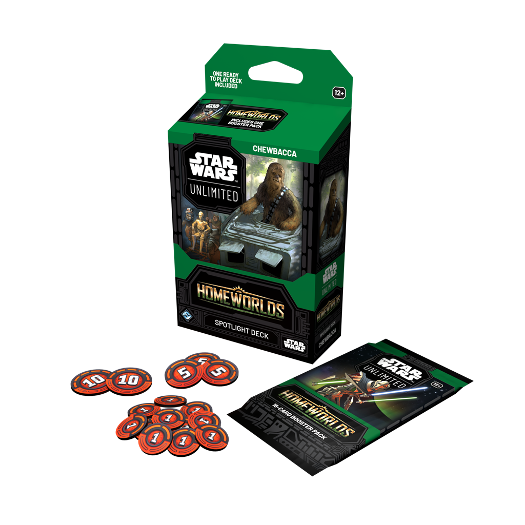 Star Wars Unlimited Homeworlds Spotlight Deck Chewbacca speelbaar TCG deck inclusief leiderkaart en booster - zijaanzicht