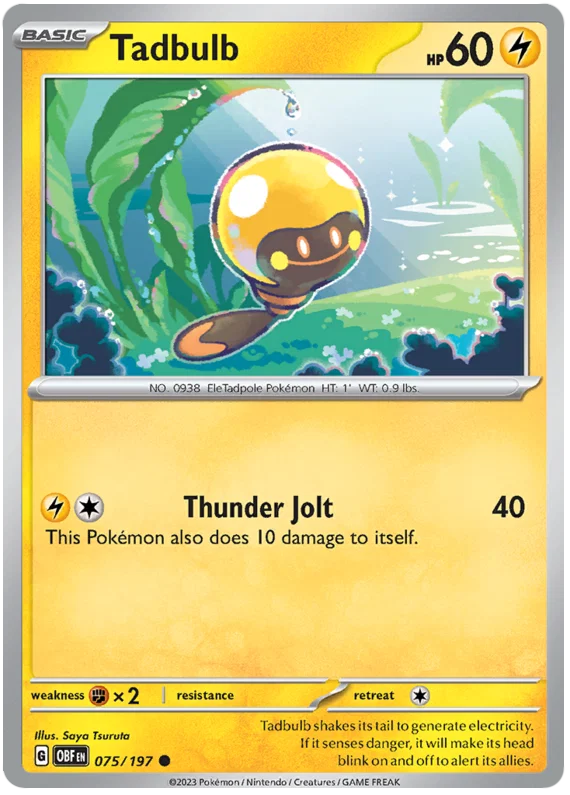 Tadbulb #075 common Pokémon kaart uit de Obsidian Flames set