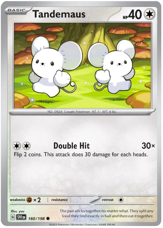 Tandemaus common Pokémon kaart nummer 160 uit de Scarlet & Violet basisset