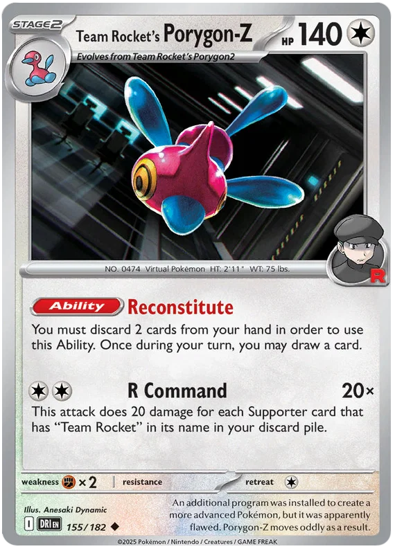 Team Rocket's Porygon-z common pokemonkaart #155 uit de Destined Rivals set