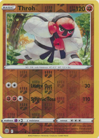 Throh #080 Reverse Holo kaart uit Pokémon Brilliant Stars set, Ground-type Pokémon, glimmende kaart.