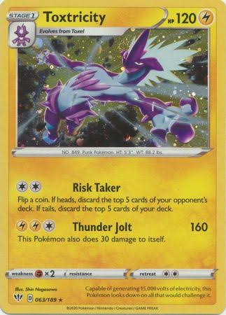 Toxtricity Cosmos Holo Darkness Ablaze 063 Pokémon kaart met glinsterend patroon