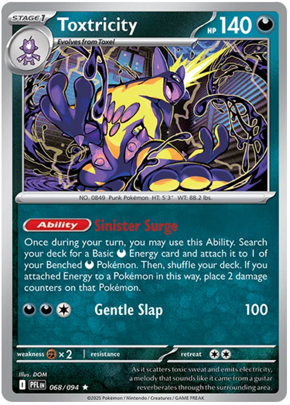 Toxtricity Holo Pokémon kaart nummer 068 uit de set Phantasmal Flames
