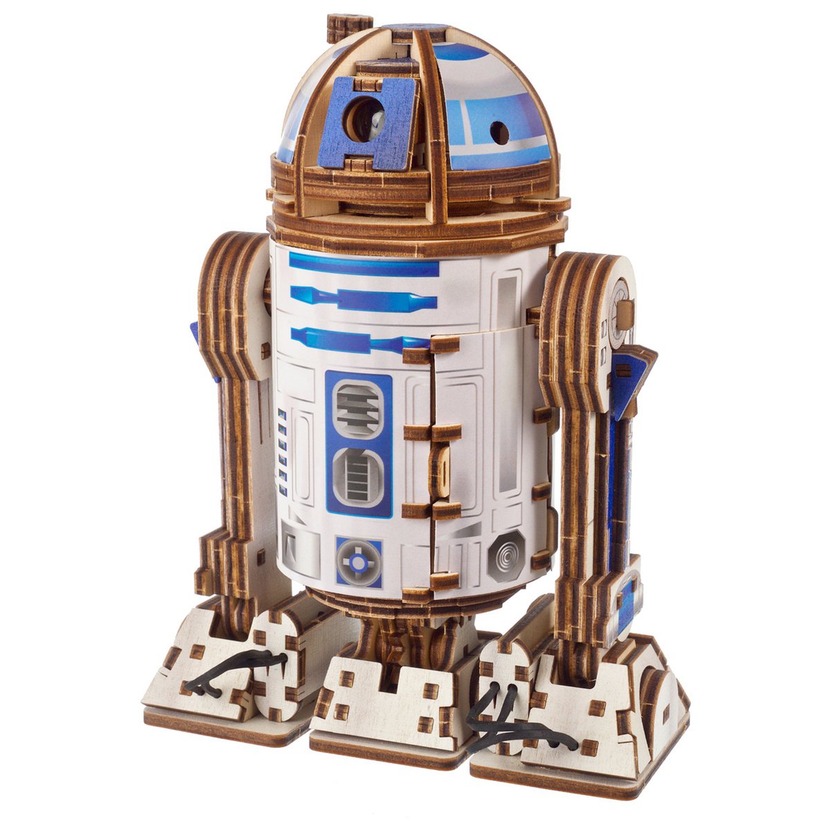 UGears Star Wars R2-D2 bouwpakket houten 3D model met bewegende benen en LED-projector - detailfoto