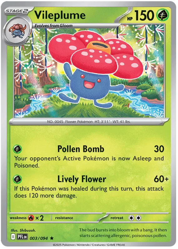 Vileplume holo kaart nummer 003 uit de Pokémon set Phantasmal Flames