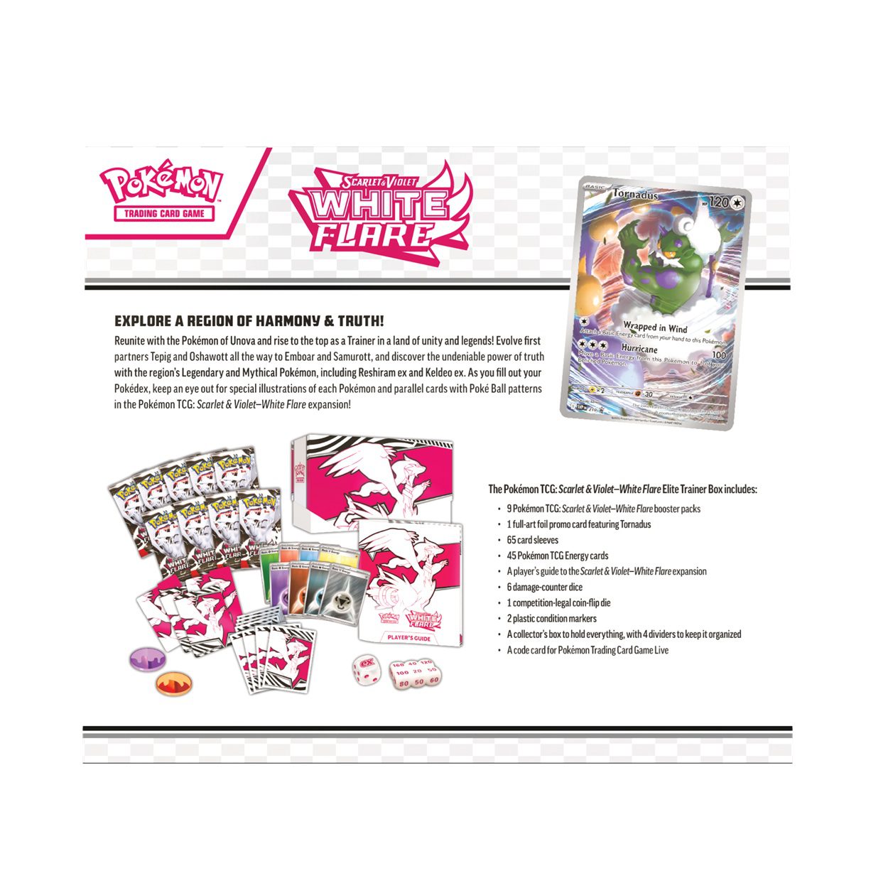 Pokémon White Flare Elite Trainer Box met 9 boosterpacks, Tornadus promo kaart en accessoires