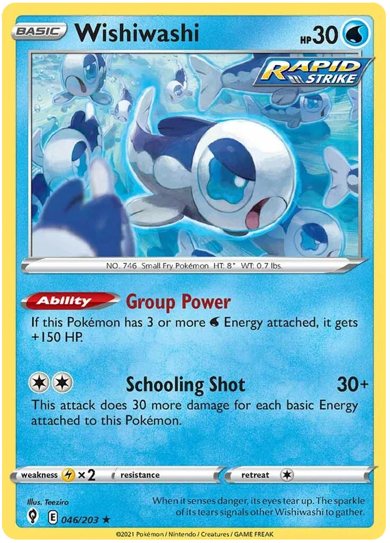 Wishiwashi 046/203 kaart uit de Pokémon TCG set Evolving Skies