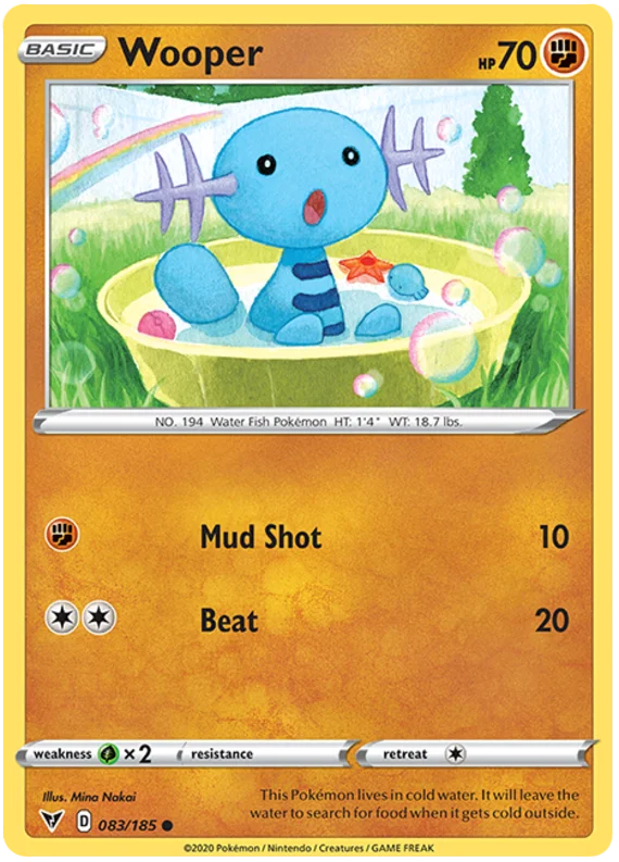 Wooper Common Pokémon kaart Vivid Voltage grond Pokémon