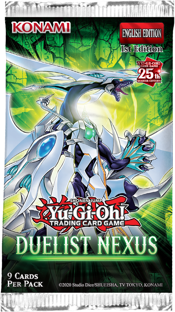Yu-Gi-Oh Duelist Nexus booster pack met Nightmare Magician artwork voor TCG spelers