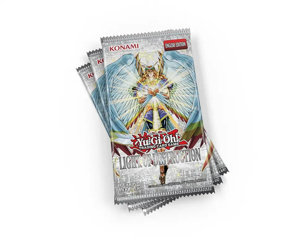 Yu-Gi-Oh Light of Destruction Unlimited Edition Boosterbox met 3 booster packs, inclusief klassieke Lightsworn kaarten en Ghost Rare Honest voor verzamelaars en TCG duelisten.