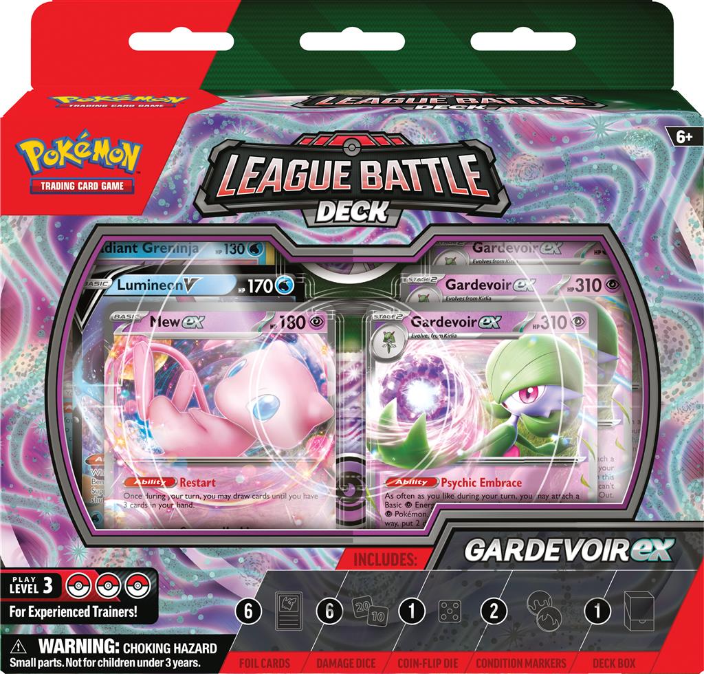 Pokémon TCG League Battle Deck Gardevoir ex met Psychic en Water Pokémon.