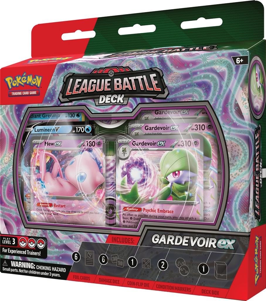 Pokémon TCG League Battle Deck Gardevoir ex met Psychic en Water Pokémon.