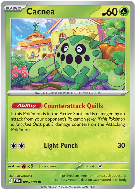 Cacnea 005 Pokémon kaart uit Scarlet & Violet Base Set Grass type single