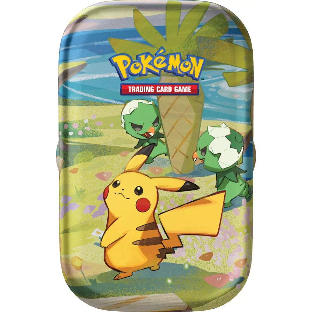 Pokemon Paldea Legends Mini Tin - Een set van twee boosterpacks met Pokemon-kaarten, waaronder zeldzame exemplaren zoals Lechonk, Pawmi en Capsakid.