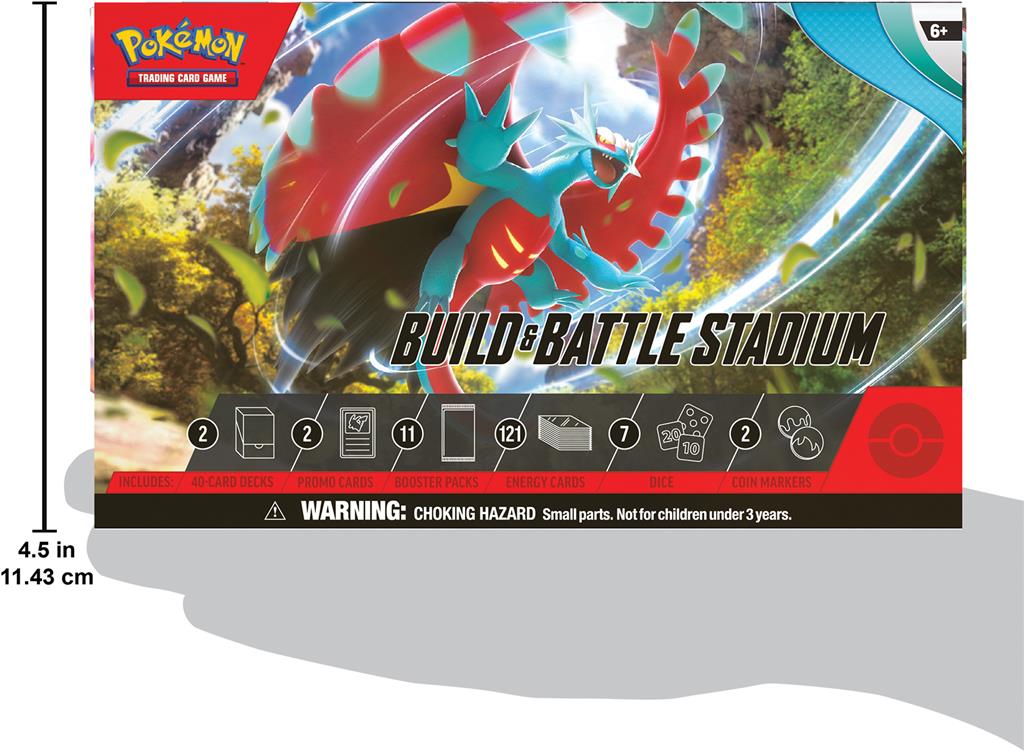 Pokémon TCG: Scarlet & Violet—Paradox Rift Build & Battle Stadium met 2 Build & Battle Boxes, booster packs, promokaarten, en meer.