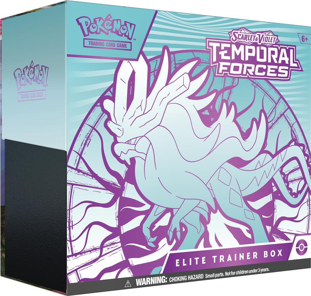 Pokémon TCG: Scarlet & Violet—Temporal Forces Elite Trainer Box (Walking Wake versie) met promokaarten, kaartsleeves en 9 booster packs