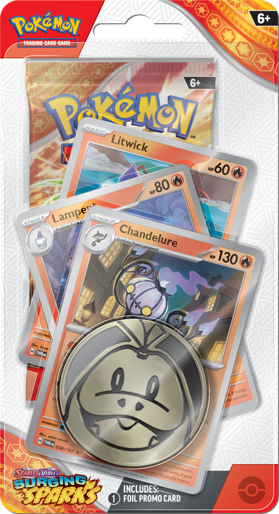 Pokémon TCG Scarlet & Violet-Surging Sparks Premium Checklane Blister met Pikachu en evolutieketen van Abra