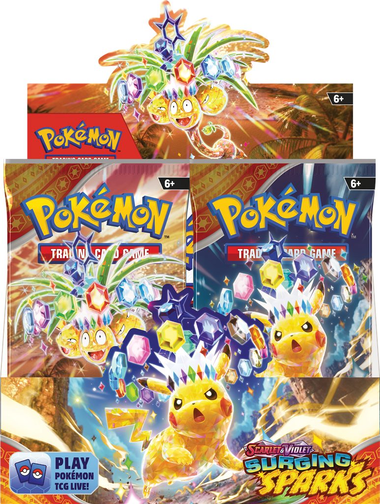 Pokémon TCG Scarlet & Violet-Surging Sparks boosterpack met Pikachu ex en nieuwe Pokémon-kaarten