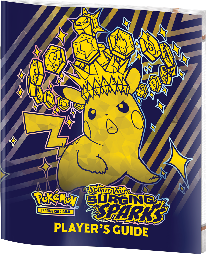 Scarlet & Violet-Surging Sparks Elite Trainer Box met Magneton promokaart, boosterpacks, en sleeves.