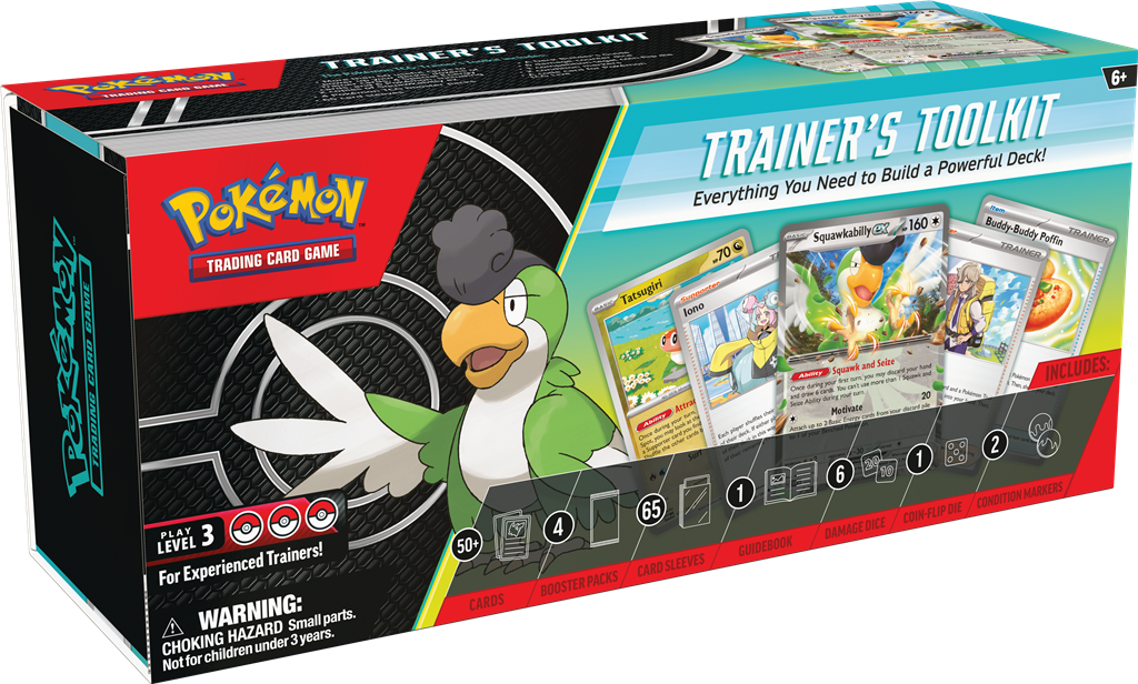 Pokémon TCG Trainer's Toolkit met Squawkabilly ex en Trainer kaarten.