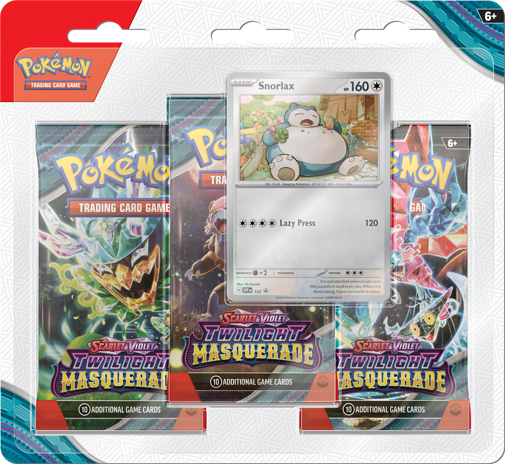 Twilight Masquerade 3-Pack Blister met booster packs en promo kaart.