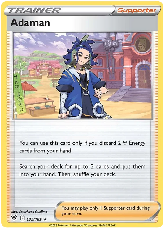 Adaman Trainer Supporter kaart #135/189 common uit Pokémon Astral Radiance set