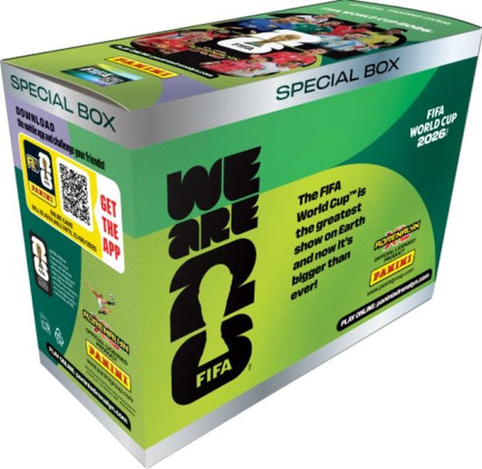 De officiële FIFA World Cup 2026 Adrenalyn XL Special Box met 8 packs en 12 exclusieve Limited Edition kaarten.