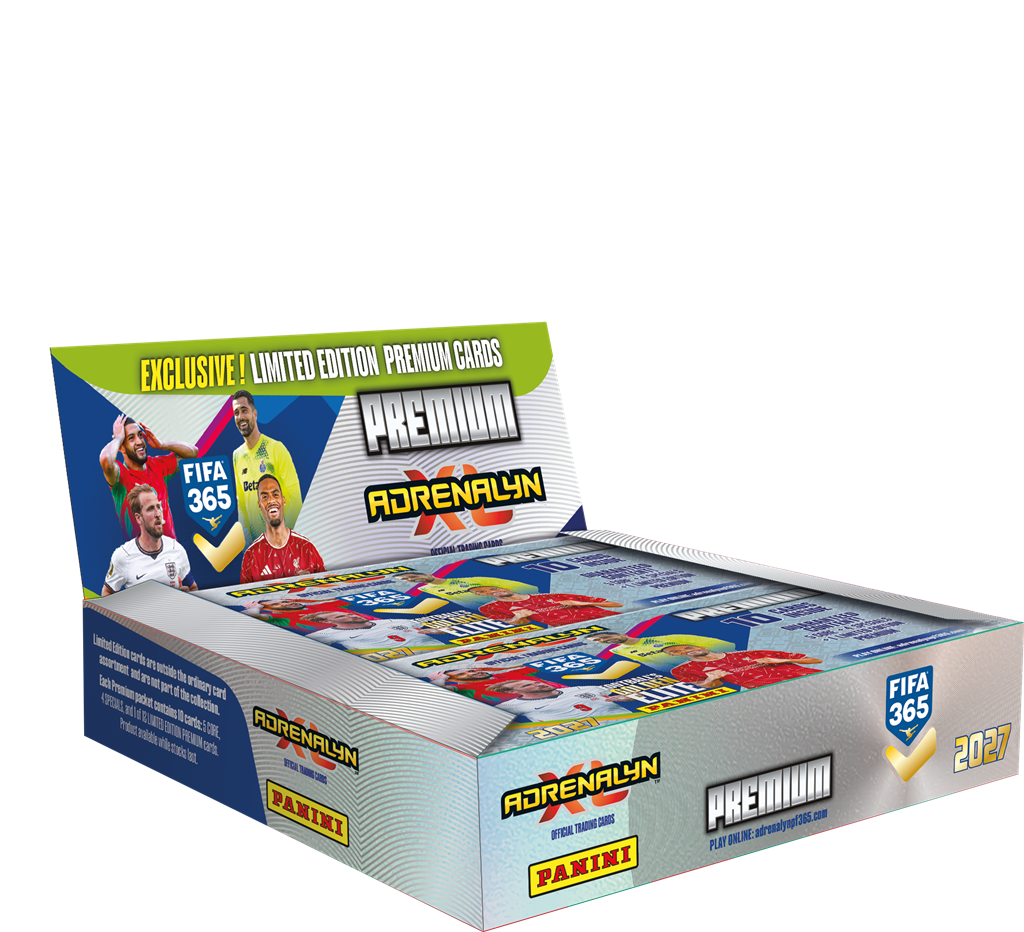 Panini Adrenalyn XL FIFA 365 26/27 Premium Sealed boosterbox voor voetbaltrading cards - vooraanzicht