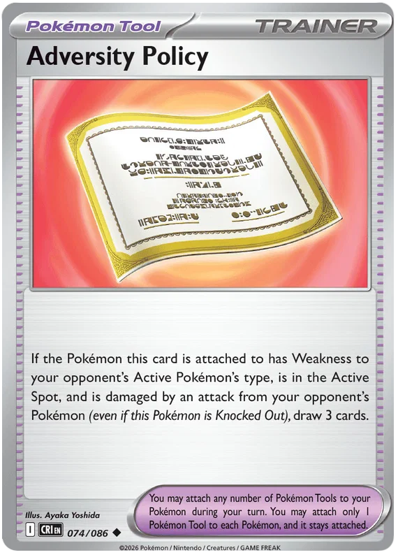 Adversity Policy #074 common trainerkaart uit de Pokemon Chaos Rising set