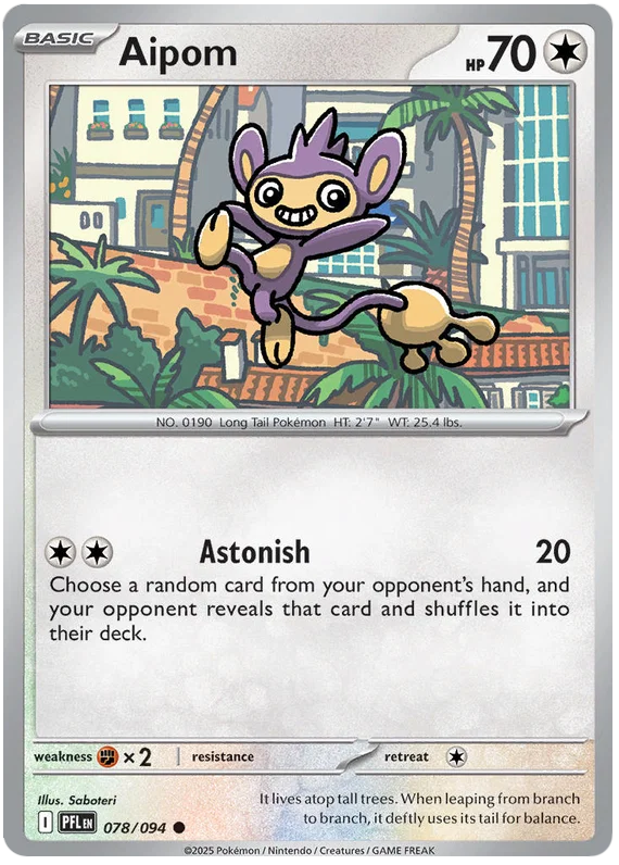 Aipom common Pokémon kaart nummer 078 uit de Phantasmal Flames set
