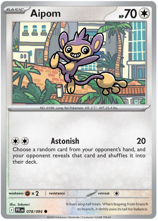 Aipom common Pokémon kaart nummer 078 uit de Phantasmal Flames set