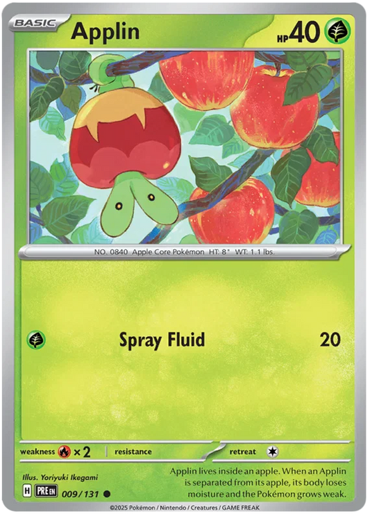 Applin common Pokemon kaart nummer 009 uit Prismatic Evolutions