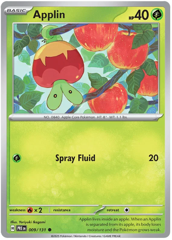 Applin common Pokemon kaart nummer 009 uit Prismatic Evolutions