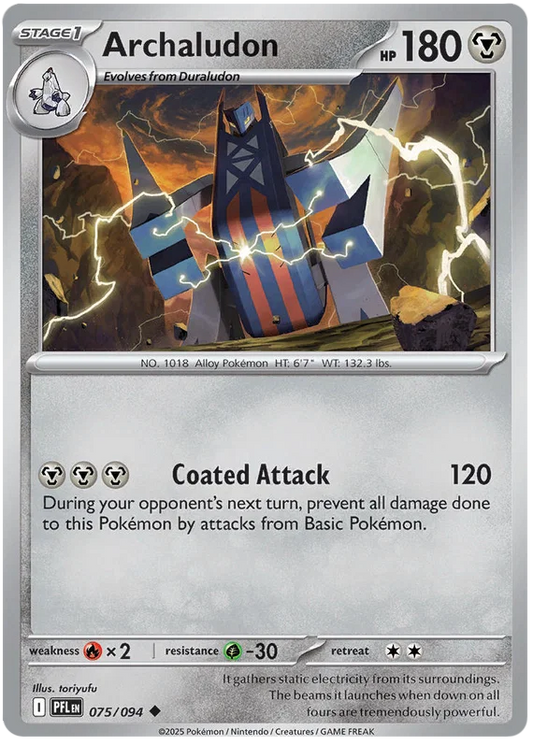 Archaludon common #075 Pokémon kaart uit de set Phantasmal Flames