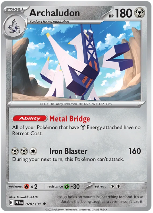 Archaludon Holo #070 Prismatic Evolutions Pokémon kaart met holografische afwerking