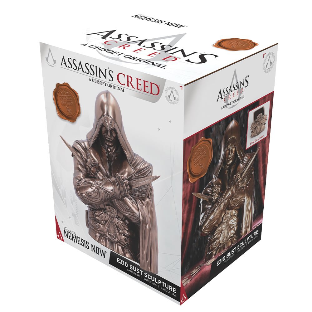 Assassin’s Creed Ezio Auditore da Firenze bronzen bust box beeld