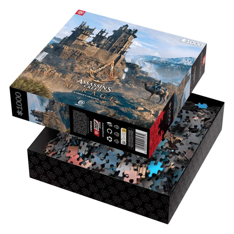 Blik in de opengeperste Assassin's Creed Mirage puzzeldoos gevuld met alle puzzelstukjes.