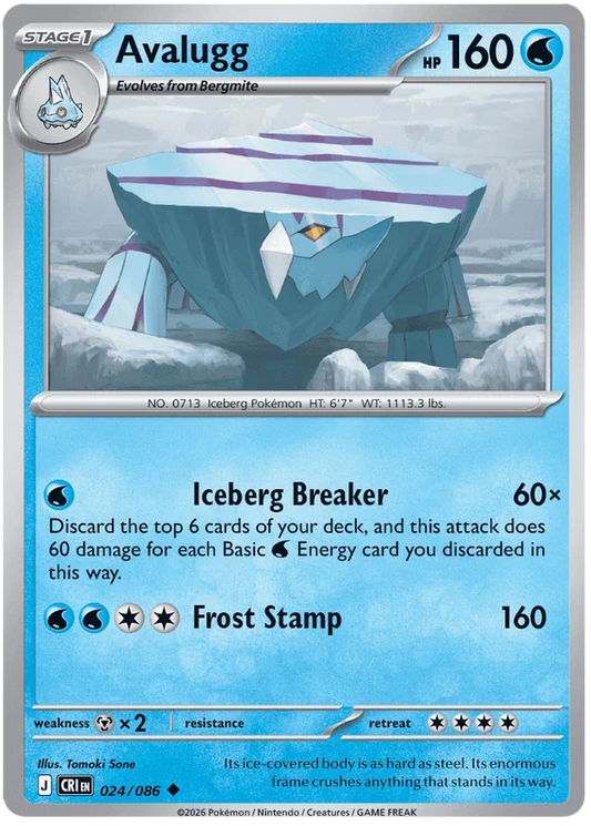 Avalugg #024 common losse Pokémon kaart uit de Chaos Rising set
