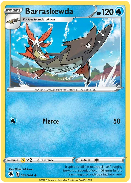 Barraskewda Pokémon kaart – Fusion Strike Water Pokémon common kaart voor je verzameling