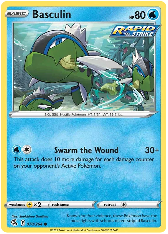 Basculin common Pokémonkaart uit de Fusion Strike set met nummer 070/264