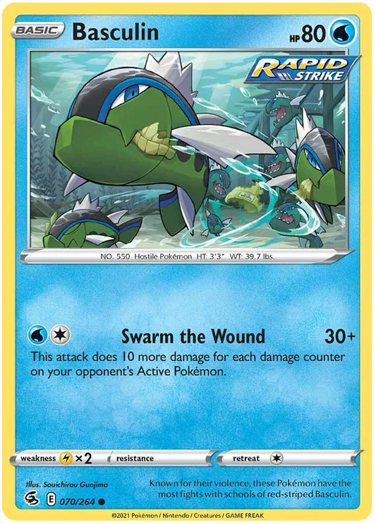 Basculin common Pokémonkaart uit de Fusion Strike set met nummer 070/264