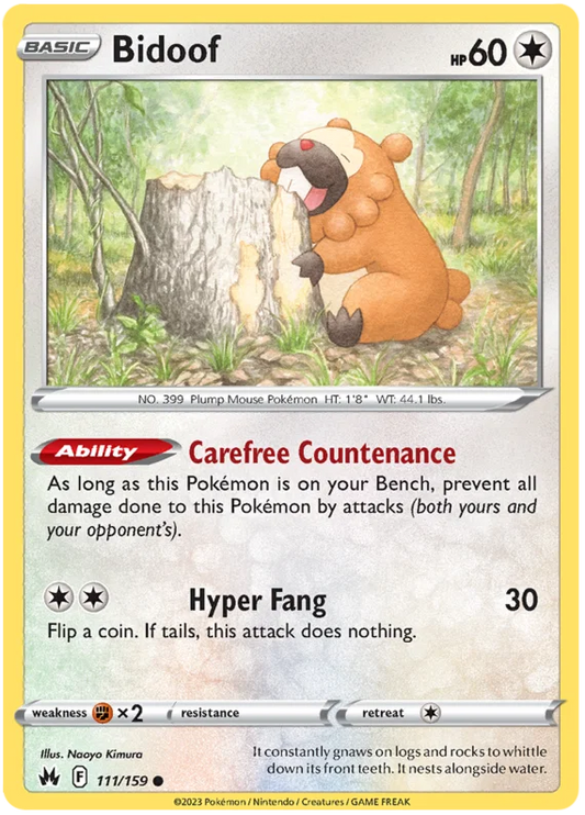 Bidoof #111 common Pokémon kaart uit de Crown Zenith set