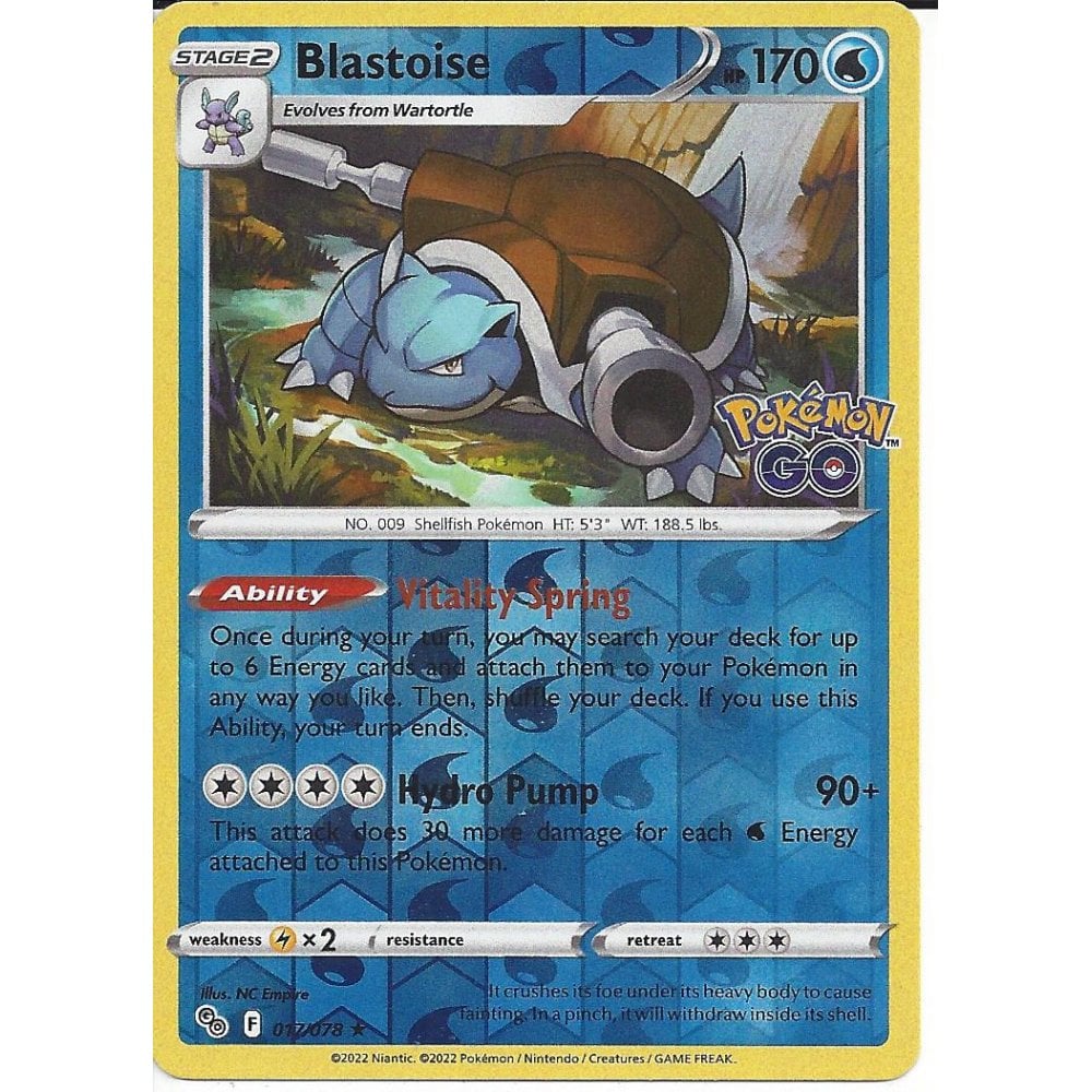 Blastoise reverse holo kaart uit Pokémon Go – water Pokémon Gen 1