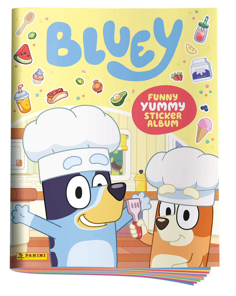 Het kleurrijke verzamelalbum van Bluey Funny Yummy deel 3 voor alle 192 stickers.