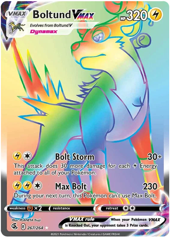 Boltund VMAX Rainbow Rare #267 losse Pokémon kaart uit Fusion Strike