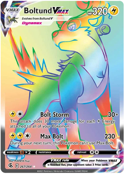 Boltund VMAX Rainbow Rare #267 losse Pokémon kaart uit Fusion Strike