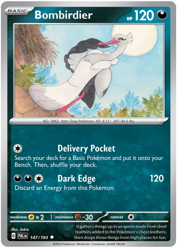 Bombirdier common kaart #147 uit de Pokémon Paldea Evolved set