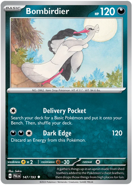Bombirdier common kaart #147 uit de Pokémon Paldea Evolved set